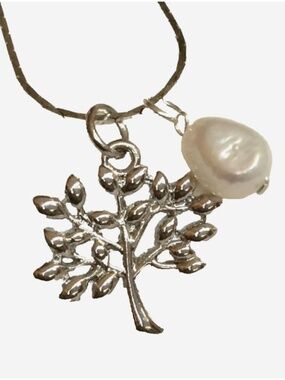 Tree of Life Necklace Celtic Silver Plated 18" Peace White Freshwater Pearl
